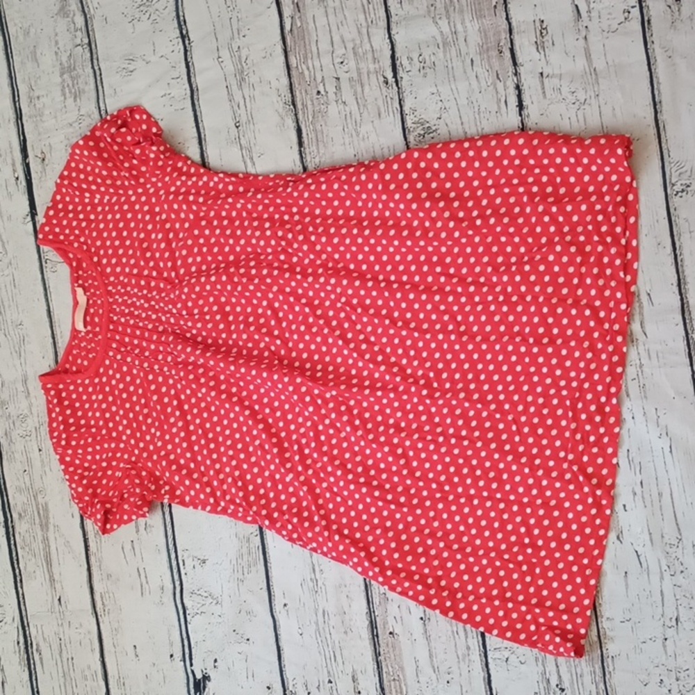 La Cera Red White Polka Dot Short Sleeve Dress S